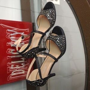 NIB Delicacy Homecoming Black Beaded heel size 6.5